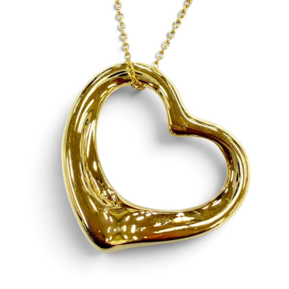 TIFFANY&Co. Tiffany Elsa Peretti Open Heart Pendant Necklace 750 (YG) Yellow ...